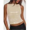 image:imageMakeMeChic Womens Sparkly Sequin Tops Y2k Sleeveless Crop Going Out Rave Tops ClubwearApricot