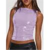 image:imageMakeMeChic Womens Sparkly Sequin Tops Y2k Sleeveless Crop Going Out Rave Tops ClubwearMauve Purple