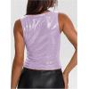 image:imageMakeMeChic Womens Sparkly Sequin Tops Y2k Sleeveless Crop Going Out Rave Tops ClubwearMauve Purple