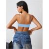 image:imageMakeMeChic Womens Square Neck Sports Bra Spaghetti Strap Wireless Square Back Workout Bra Crop TopsBlue