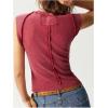 image:imageMakeMeChic Womens Star Print Tank Top Crew Neck Sleeveless Rib Knitted Summer ShirtRedwood