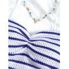 image:imageMakeMeChic Womens Striped Cami Top Ruched Spaghetti Strap V Neck Crop Tank TopBlue and White