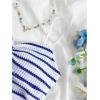 image:imageMakeMeChic Womens Striped Cami Top Ruched Spaghetti Strap V Neck Crop Tank TopBlue and White