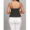 image:imageMakeMeChic Womens Striped Cami Top Spaghetti Strap Ruffle Smocked Work Office TopsBlack