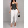 image:imageMakeMeChic Womens Striped Cami Top Spaghetti Strap Ruffle Smocked Work Office TopsBlack