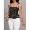 image:imageMakeMeChic Womens Striped Cami Top Spaghetti Strap Ruffle Smocked Work Office TopsBlack