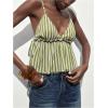 image:imageMakeMeChic Womens Striped Camisole V Neck Tie Side Ruffle Sleeveless Summer Crop TopsGreen
