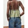 image:imageMakeMeChic Womens Striped Camisole V Neck Tie Side Ruffle Sleeveless Summer Crop TopsGreen
