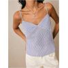 image:imageMakeMeChic Womens Striped V Neck Cami Top Spaghetti Strap Sleeveless Summer Tank TopsBlue