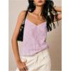image:imageMakeMeChic Womens Striped V Neck Cami Top Spaghetti Strap Sleeveless Summer Tank TopsPink