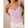 image:imageMakeMeChic Womens Striped V Neck Cami Top Spaghetti Strap Sleeveless Summer Tank TopsPink
