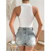 image:imageMakeMeChic Womens Summer Cheongsam Tops Mock Neck Halter Buckle Sleeveless Fitted Tank Crop TopsWhite