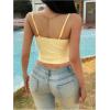 image:imageMakeMeChic Womens Summer Lace Camisole Spaghetti Strap Sleeveless Crop TopsYellow