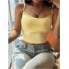 image:imageMakeMeChic Womens Summer Lace Camisole Spaghetti Strap Sleeveless Crop TopsYellow