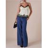 image:imageMakeMeChic Womens Summer Lace Satin Cami Tops Sexy Elegant Spaghetti Strap Sleeveless Crop TopsApricot