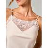image:imageMakeMeChic Womens Summer Lace Satin Cami Tops Sexy Elegant Spaghetti Strap Sleeveless Crop TopsWhite