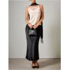 image:imageMakeMeChic Womens Summer Lace Satin Cami Tops Sexy Elegant Spaghetti Strap Sleeveless Crop TopsWhite