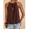 image:imageMakeMeChic Womens Summer Linen Flowy Top Beach Vacation Boho Halter TopBrown