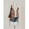 image:imageMakeMeChic Womens Summer Party Y2K Mesh Sheer Tie Dye Halter Cami Top Open Back Ruffle Crop TopsMulticolor