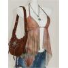 image:imageMakeMeChic Womens Summer Party Y2K Mesh Sheer Tie Dye Halter Cami Top Open Back Ruffle Crop TopsMulticolor