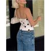 image:imageMakeMeChic Womens Summer Polka Dots Tube Tops Shirred Strapless Sleeveless Crop Bandeau TopApricot