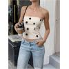 image:imageMakeMeChic Womens Summer Polka Dots Tube Tops Shirred Strapless Sleeveless Crop Bandeau TopApricot