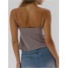 image:imageMakeMeChic Womens Summer Tank Tops Sleeveless Floral Lace V Neck Trim Spaghetti Strap Low Cut Crop TopGrey
