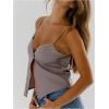 image:imageMakeMeChic Womens Summer Tank Tops Sleeveless Floral Lace V Neck Trim Spaghetti Strap Low Cut Crop TopGrey