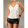 image:imageMakeMeChic Womens Summer Y2K Floral Lace Cami Tops Satin Spaghetti Strap Sleeveless Tank TopWhite