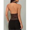 image:imageMakeMeChic Womens Summer Y2K Going Out Tops Sequin Draped Halter Sleeveless Clubwear TopBrown