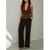 image:imageMakeMeChic Womens Summer Y2K Going Out Tops Sequin Draped Halter Sleeveless Clubwear TopBrown