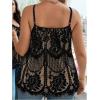 image:imageMakeMeChic Womens Summer Y2K Plus Size Floral Lace Cami Top Spaghetti Strap Sleeveless Tank TopBlack