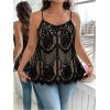 image:imageMakeMeChic Womens Summer Y2K Plus Size Floral Lace Cami Top Spaghetti Strap Sleeveless Tank TopBlack