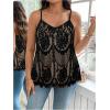 image:imageMakeMeChic Womens Summer Y2K Plus Size Floral Lace Cami Top Spaghetti Strap Sleeveless Tank TopBlack