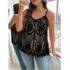 image:imageMakeMeChic Womens Summer Y2K Plus Size Floral Lace Cami Top Spaghetti Strap Sleeveless Tank TopBlack