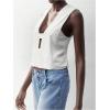 image:imageMakeMeChic Womens Tank Top Deep V Neck Sleeveless Work Dressy Casual BlouseWhite
