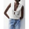 image:imageMakeMeChic Womens Tank Top Deep V Neck Sleeveless Work Dressy Casual BlouseWhite