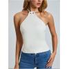 image:imageMakeMeChic Womens Tie Backless Halter Crop Tops Sleeveless Fitted Going Out TankWhite