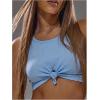 image:imageMakeMeChic Womens Tie Front Crop Tops Crewneck Sleeveless Fitted Going Out Tank TopBlue