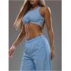 image:imageMakeMeChic Womens Tie Front Crop Tops Crewneck Sleeveless Fitted Going Out Tank TopBlue