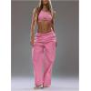 image:imageMakeMeChic Womens Tie Front Crop Tops Crewneck Sleeveless Fitted Going Out Tank TopPink
