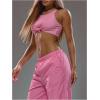 image:imageMakeMeChic Womens Tie Front Crop Tops Crewneck Sleeveless Fitted Going Out Tank TopPink