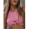 image:imageMakeMeChic Womens Tie Front Crop Tops Crewneck Sleeveless Fitted Going Out Tank TopPink