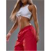 image:imageMakeMeChic Womens Tie Front Crop Tops Crewneck Sleeveless Fitted Going Out Tank TopWhite