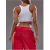 image:imageMakeMeChic Womens Tie Front Crop Tops Crewneck Sleeveless Fitted Going Out Tank TopWhite