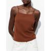 image:imageMakeMeChic Womens Tie Open Back Camisole Tops Backless Sleeveless Casual Crop Tops TrendyBrown