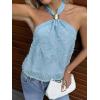 image:imageMakeMeChic Womens Tie Open Back Halter Tops Metal Sleeveless Summer Tank TopBlue