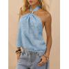 image:imageMakeMeChic Womens Tie Open Back Halter Tops Metal Sleeveless Summer Tank TopBlue