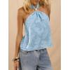 image:imageMakeMeChic Womens Tie Open Back Halter Tops Metal Sleeveless Summer Tank TopBlue
