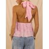 image:imageMakeMeChic Womens Tie Open Back Halter Tops Metal Sleeveless Summer Tank TopPink